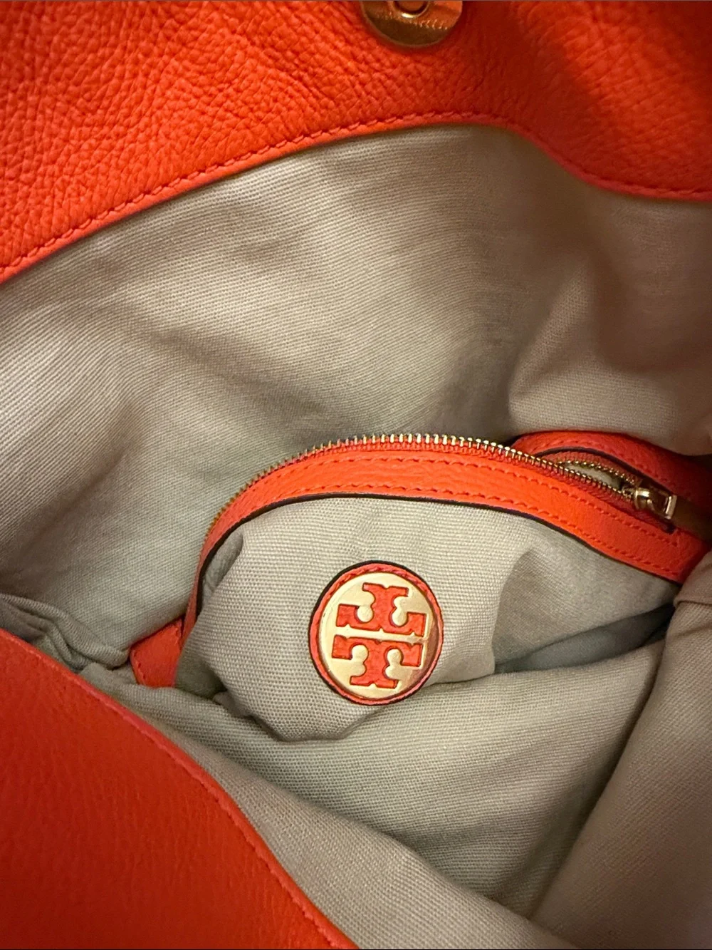 Tory Burch Orange Leather Foldover Crossbody Bag